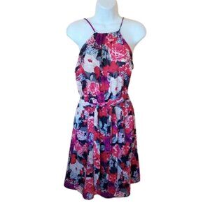 Pink Floral Halter Dress  Size Small